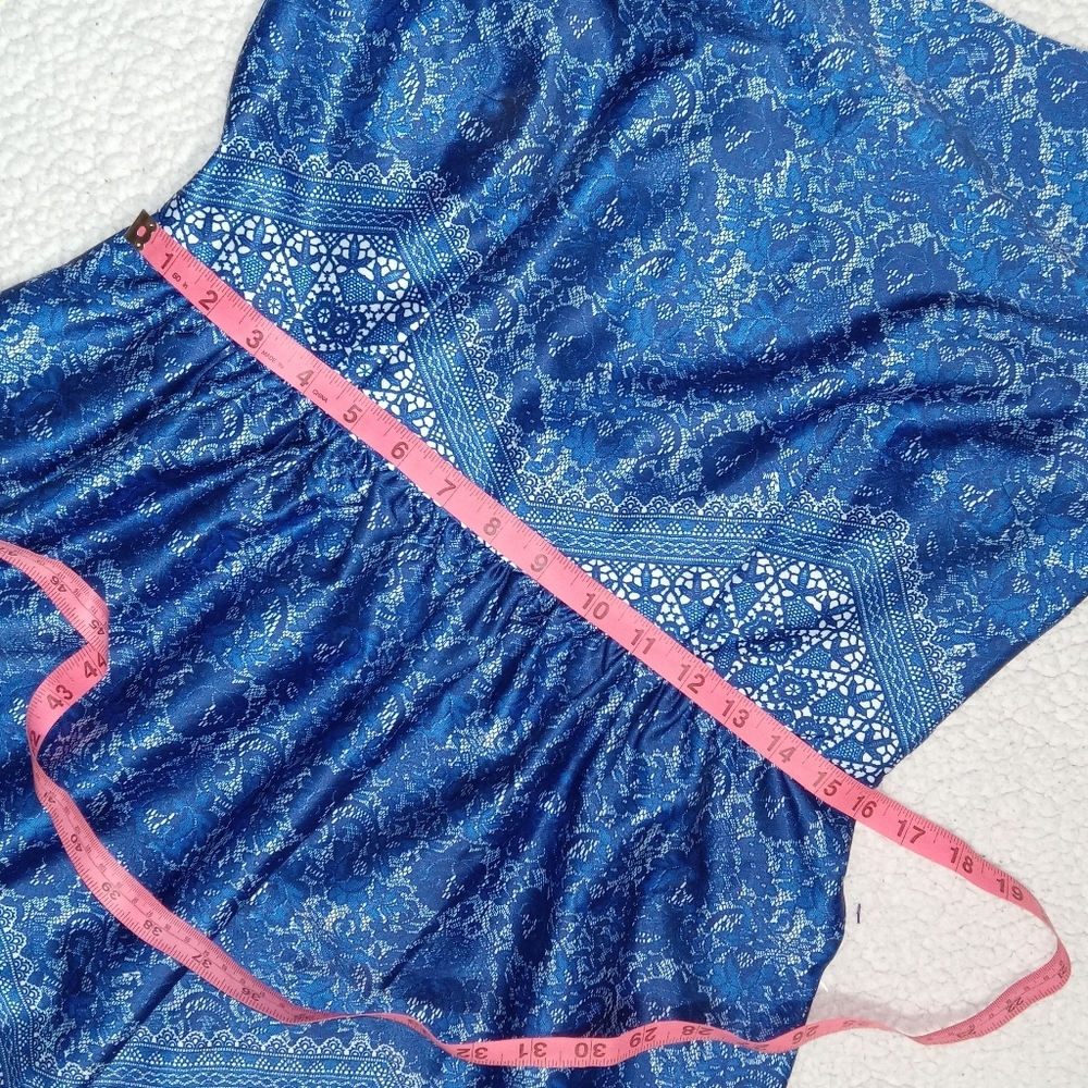 Outback Red Royal Blue Sleevelees Lace Print Fit & Flare Dress sz 10 - Picture 6 of 8